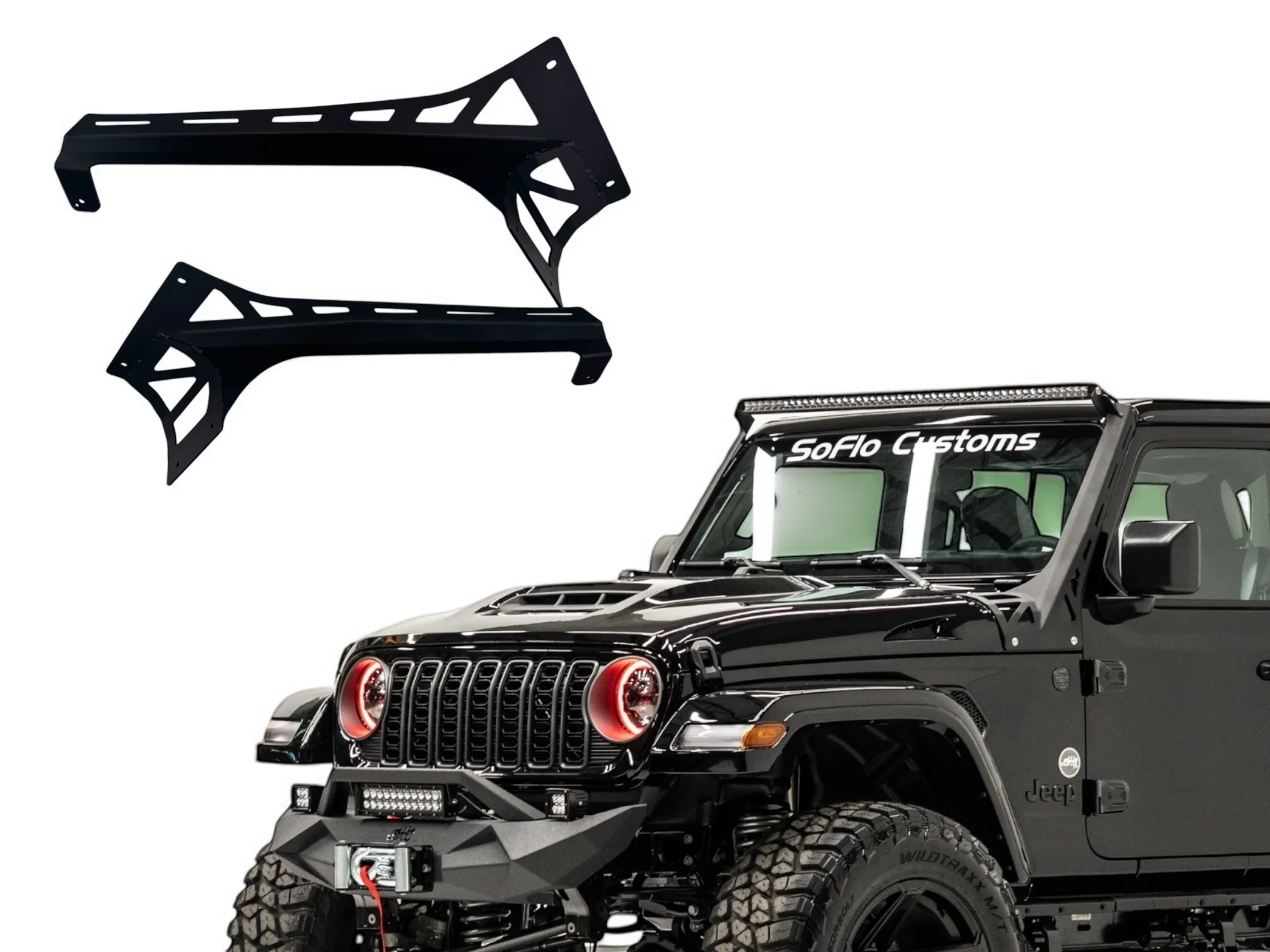 Aluminum Brackets and 52” Light bar with LED Light Bar for Jeep Wrangler 2018-2026